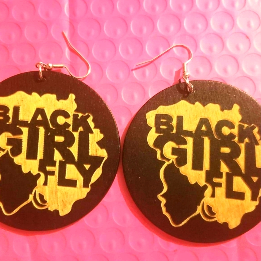 Wooden Triple Piece Africa Earrings